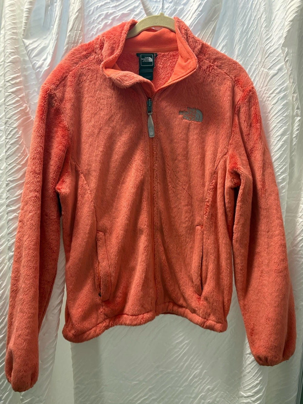 The North Face Coral-Orange Teddy Fleece Zip Jacket